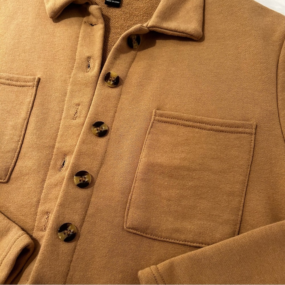 NWOT BROWN TAN CROPPED BUTTON DOWN LIGHTWEIGHT JACKET